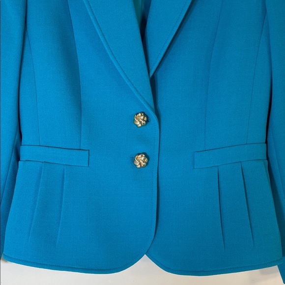 Tahari ASL French Passion Sea Blue Blazer. 2P - Picture 6 of 12
